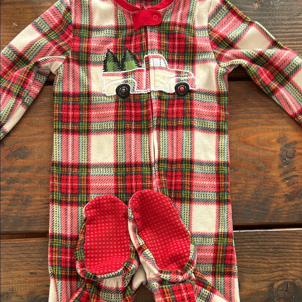 Eddie Bauer Kids Red and Green Plaid Onsie